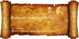 Kehrer Geminián névjegykártya
