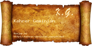 Kehrer Geminián névjegykártya